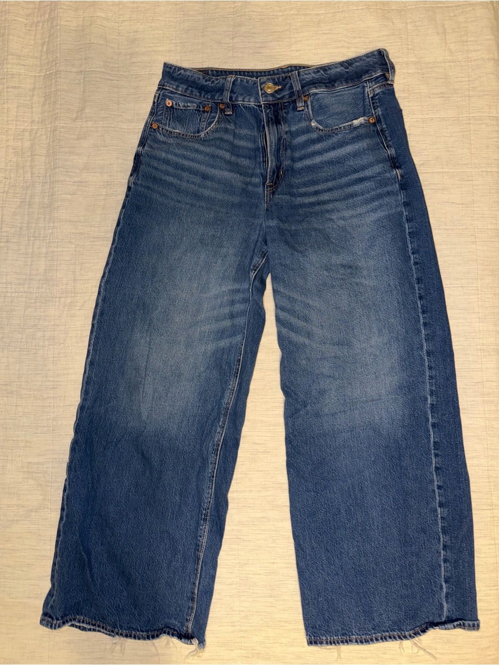 AE Super High Rise Baggy Wide Leg Ankle Jeans - Picture 3 of 7